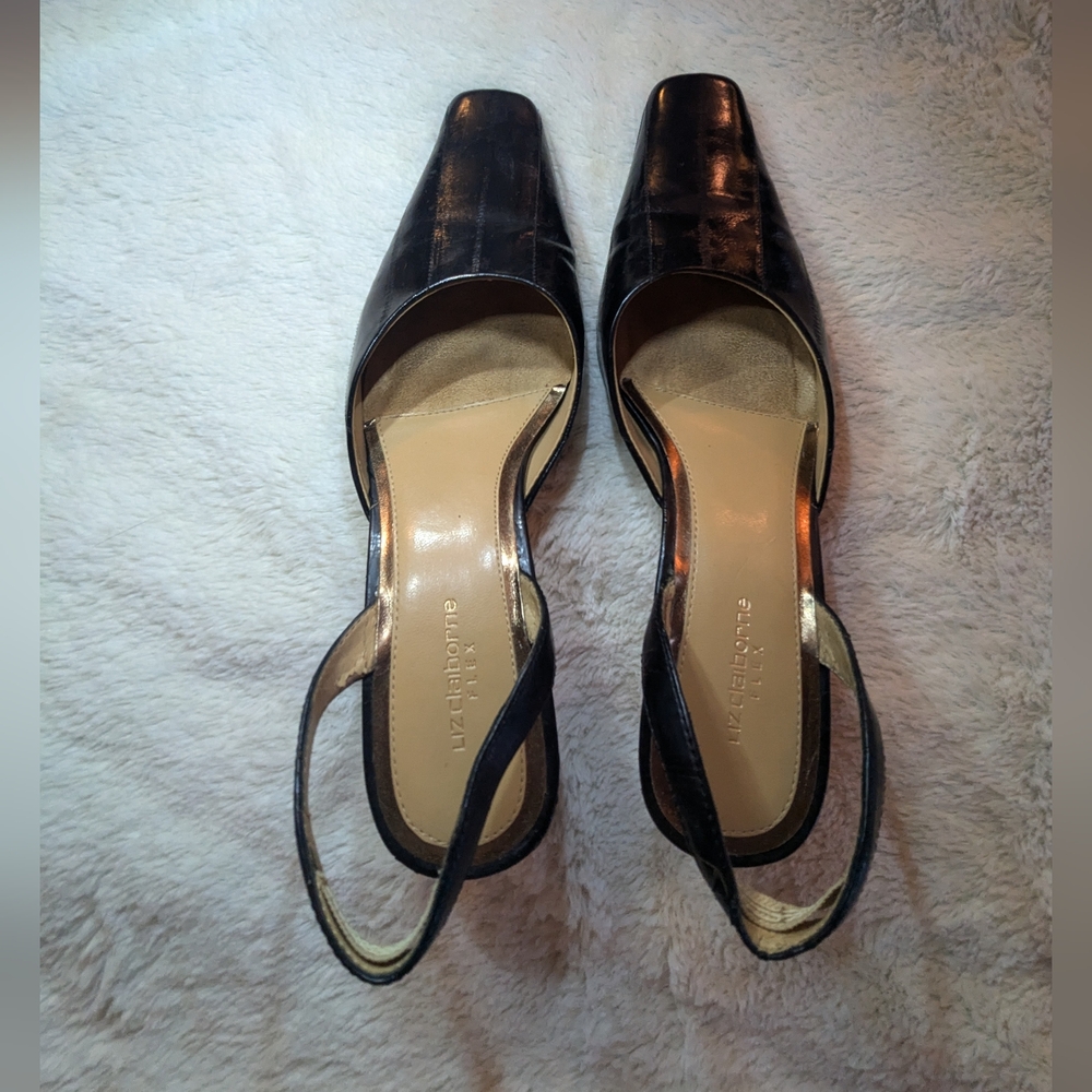 Liz Claiborne vintage black slingbacks sz8